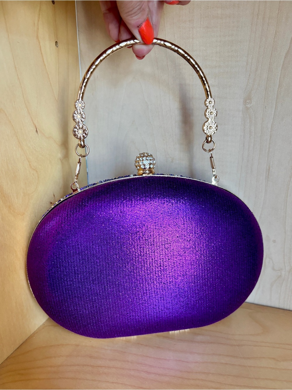 Embellished Purple Crystal Evening Clutch - Picture 6 of 6